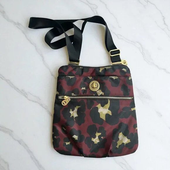 BAGGALINI Burgundy Travel Leopard Print Crossbody Bag - Picture 1 of 8